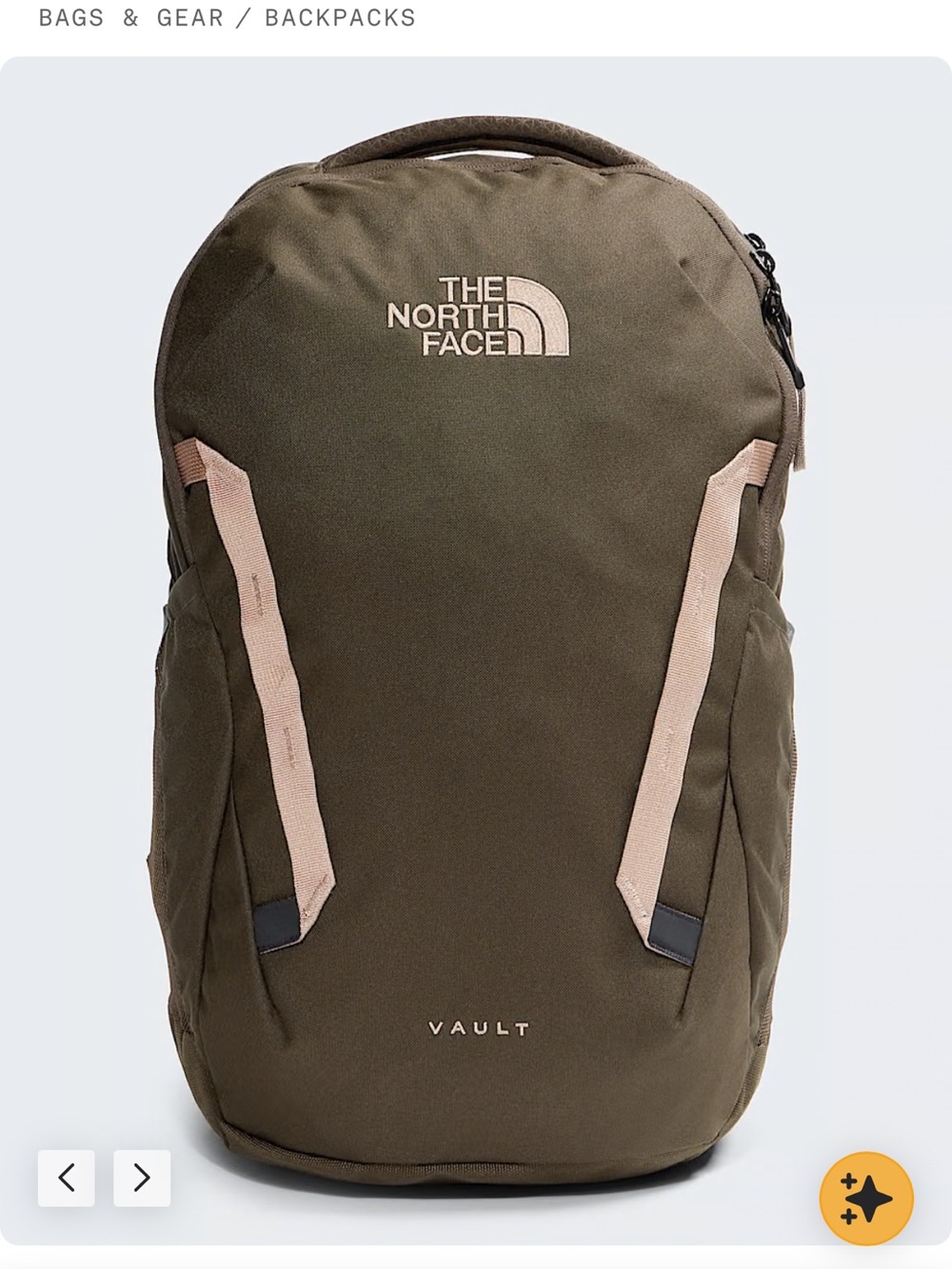 The North Face Adult Vault Backpack Campus Brown NWT Padded Panel Laptop